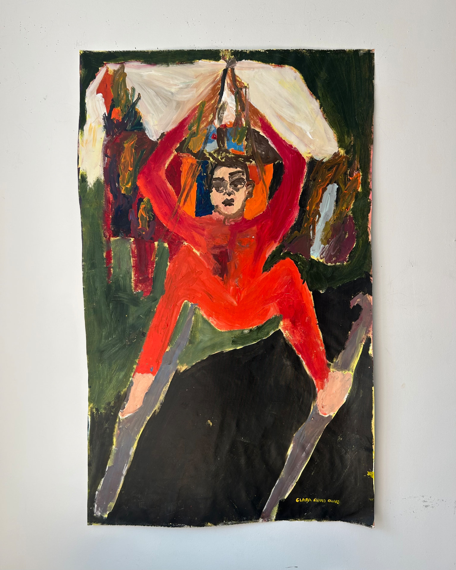 Brennendes Haus, Acrylic on canvas, 100 × 164 cm