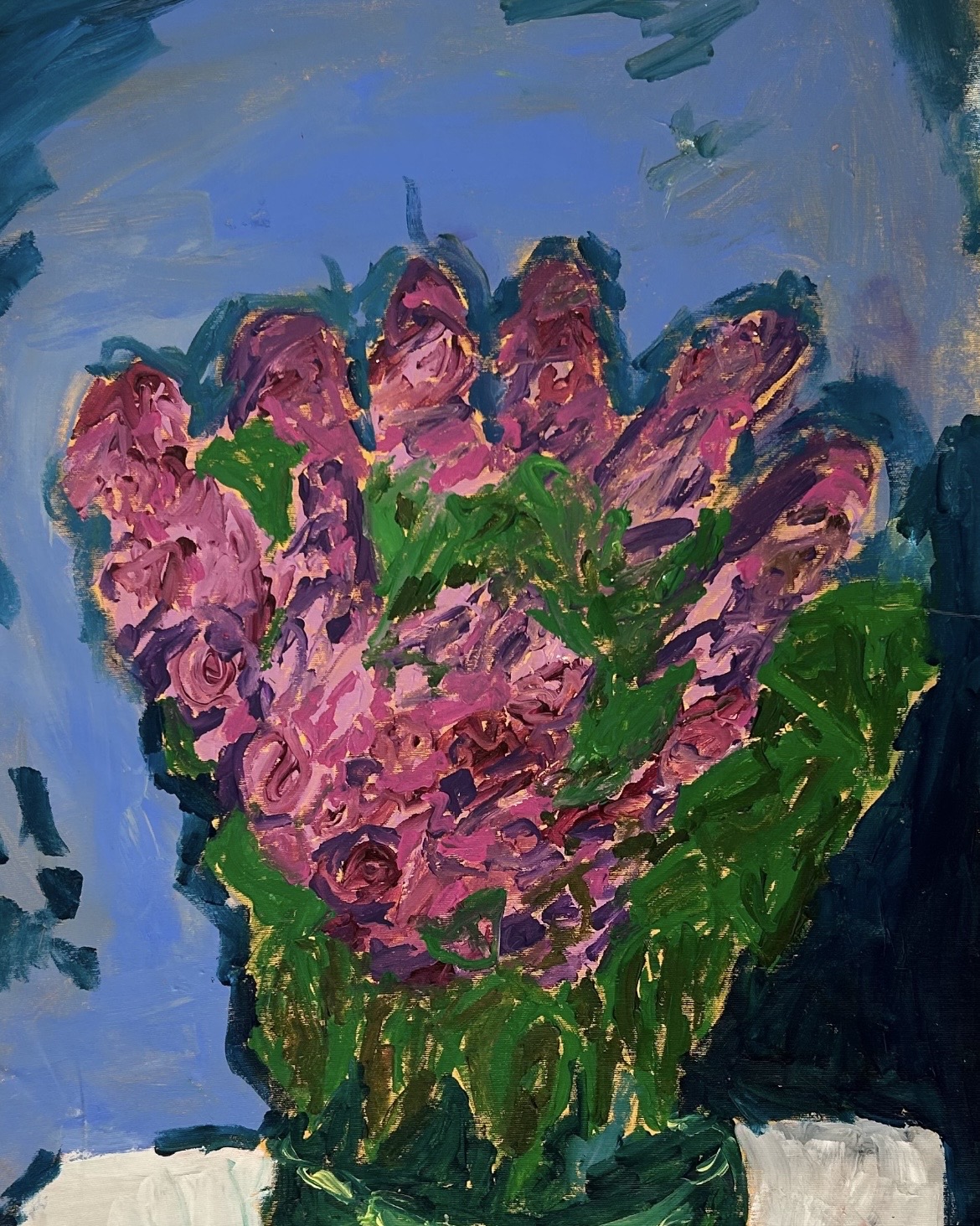 Blumenstrauß von meinem Opa, Acrylic on canvas, 64 × 104 cm – detail