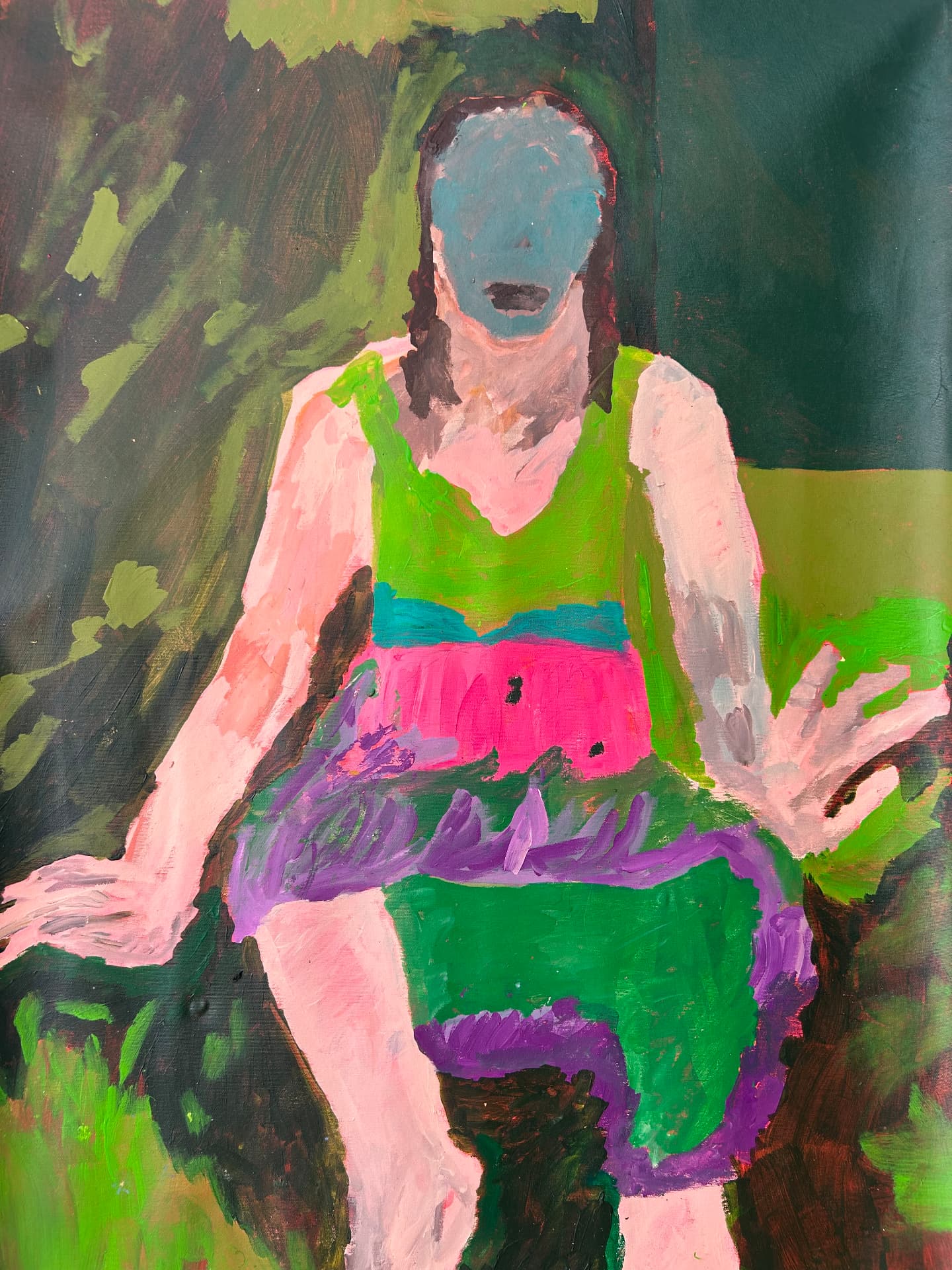 Hinterm Haus, Acrylic on canvas, 155 × 85 cm – detail