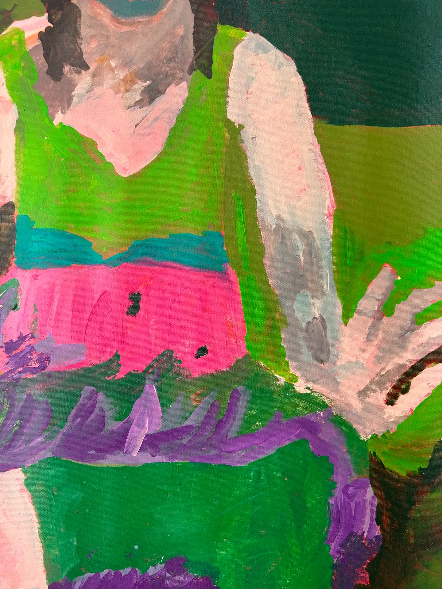 Hinterm Haus, Acrylic on canvas, 155 × 85 cm – detail
