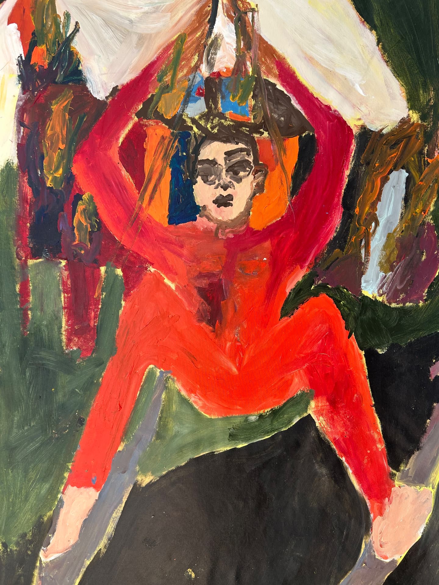 Brennendes Haus, Acrylic on canvas, 100 × 164 cm – detail