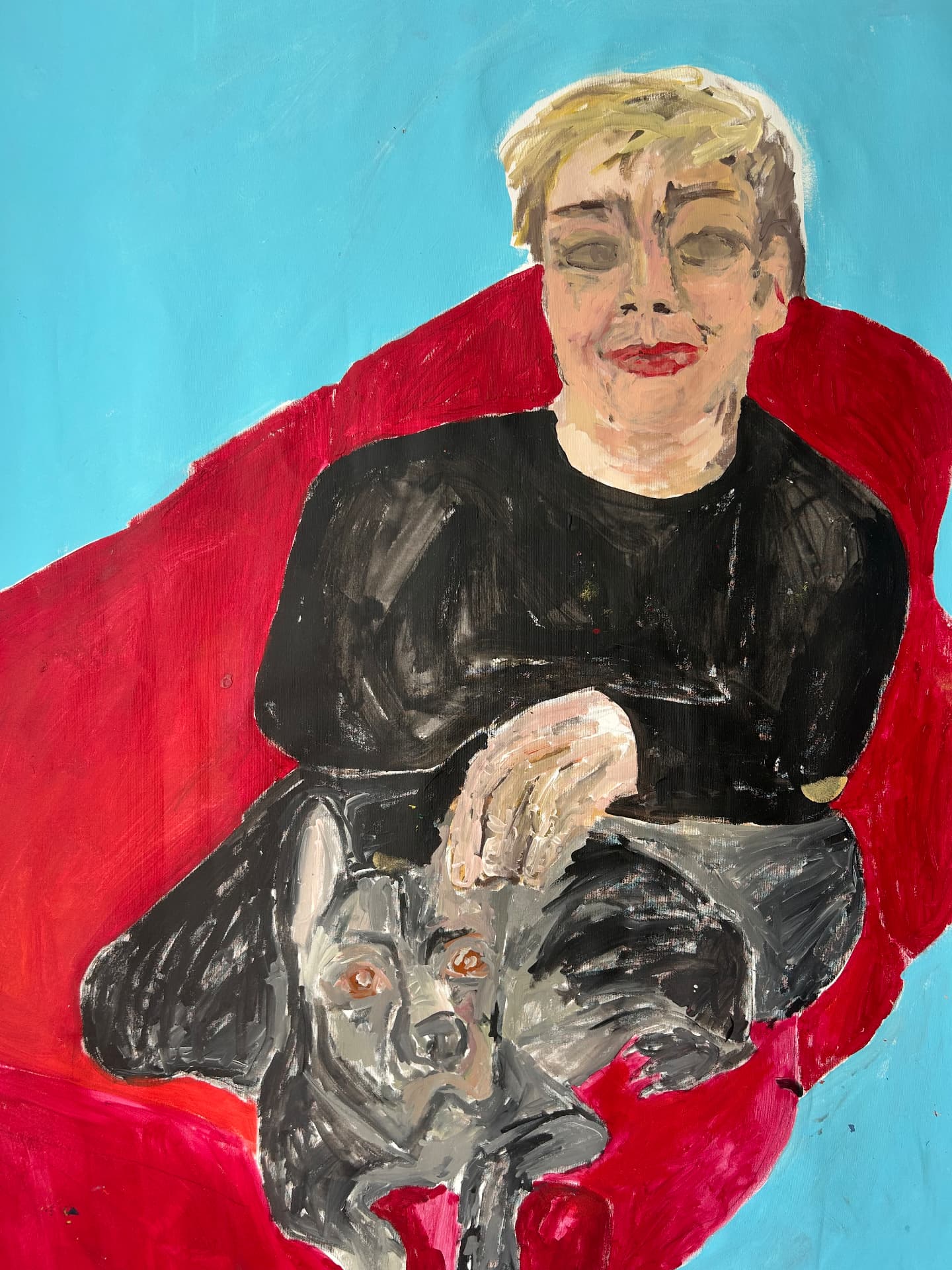 Rotes Sofa, Acrylic on canvas, 126 × 168 cm – detail