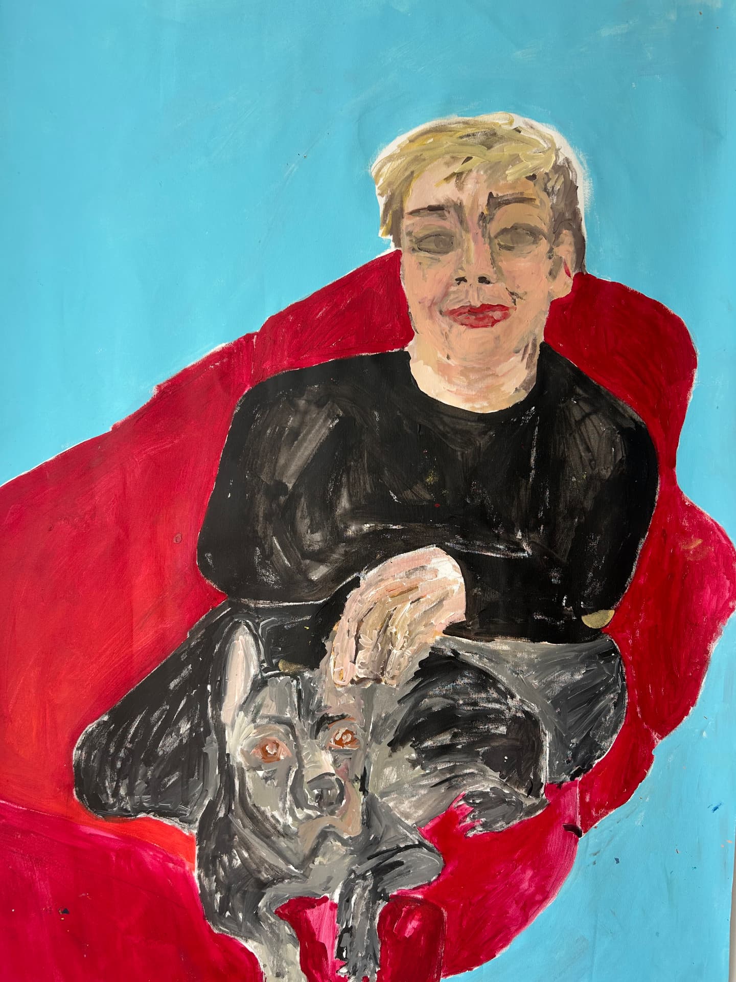Rotes Sofa, Acrylic on canvas, 126 × 168 cm – detail