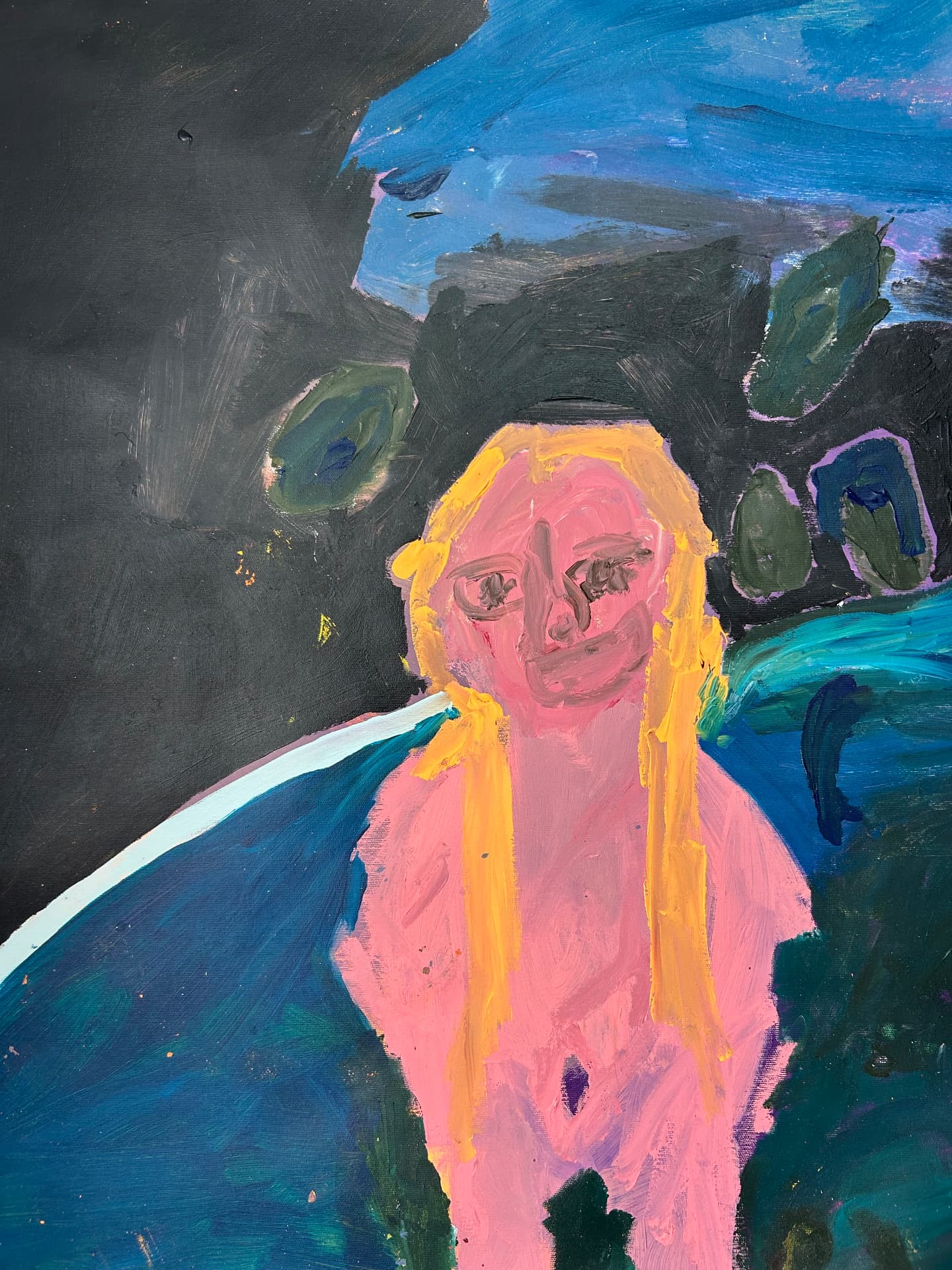 Badezeit, Acrylic on canvas, 102 × 164 cm – detail